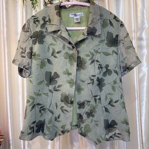 Madison & Max Green Floral Button Up Blouse- 8P